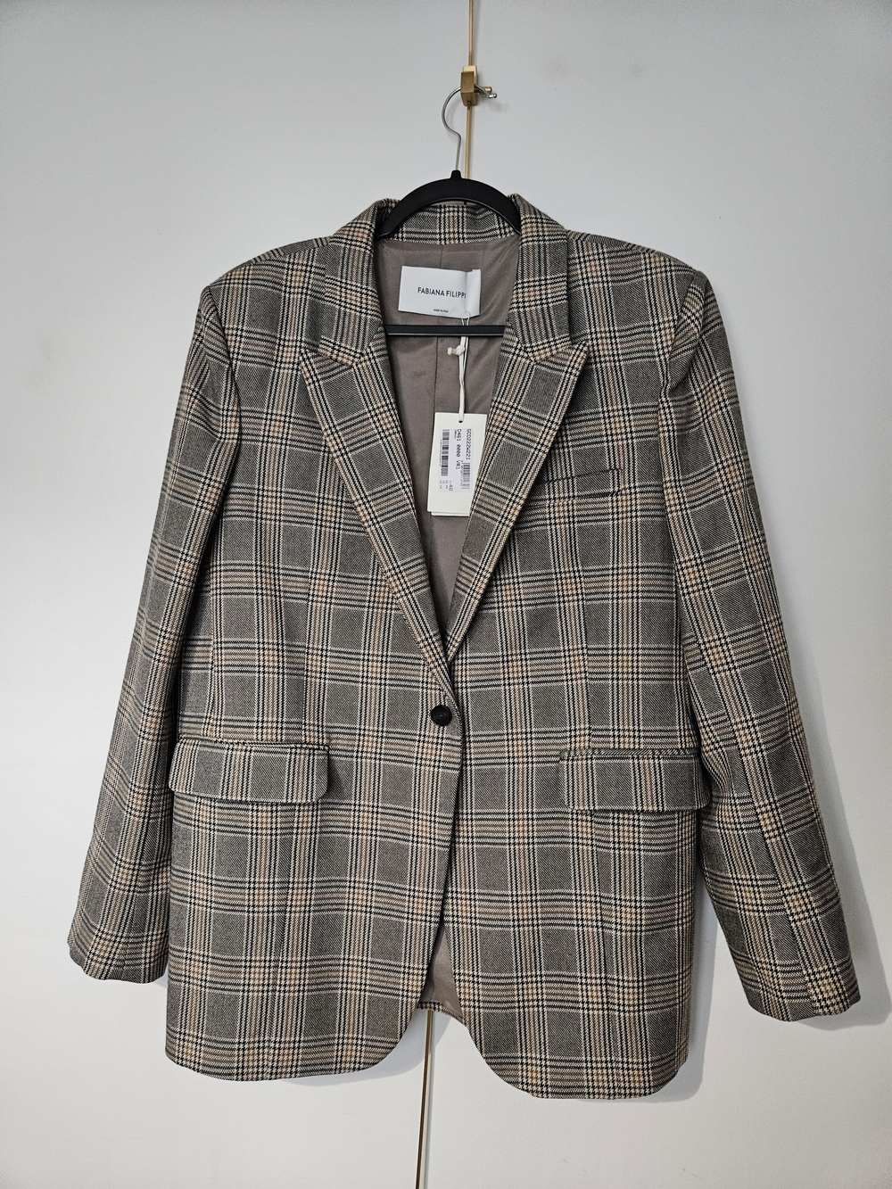 Grey Plaid 100 % Lana Verline Merino Wool- Blazer